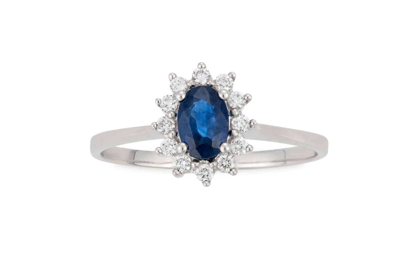 18 Carat white gold Diana ring with sapphire