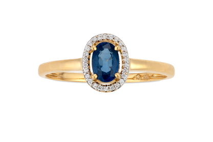 Bague en or 18 carats avec saphir de 0,58 carat de forme ovale