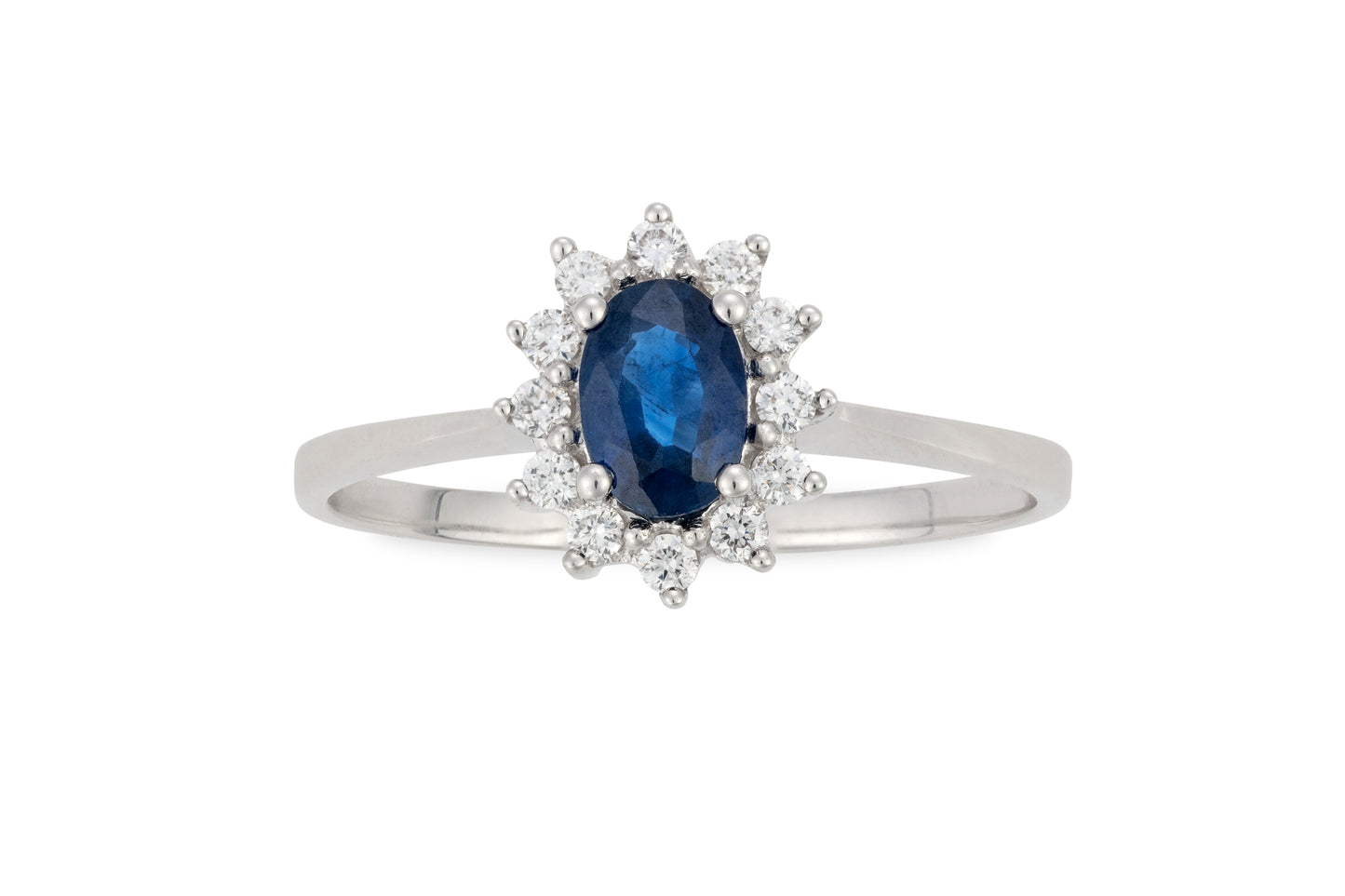 18 Carat white gold Diana ring with sapphire