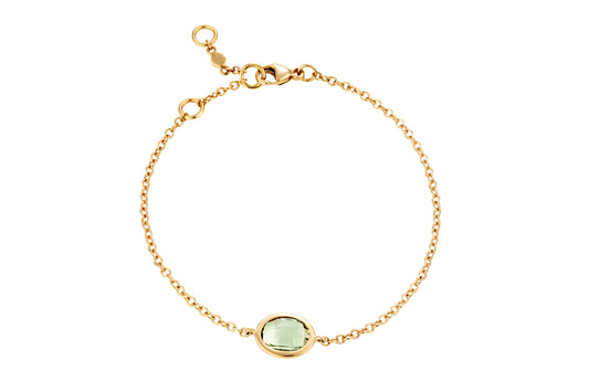 18 Carat yellow gold bracelet with mint quartz