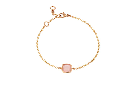 18 Carat red gold bracelet with rose quartz