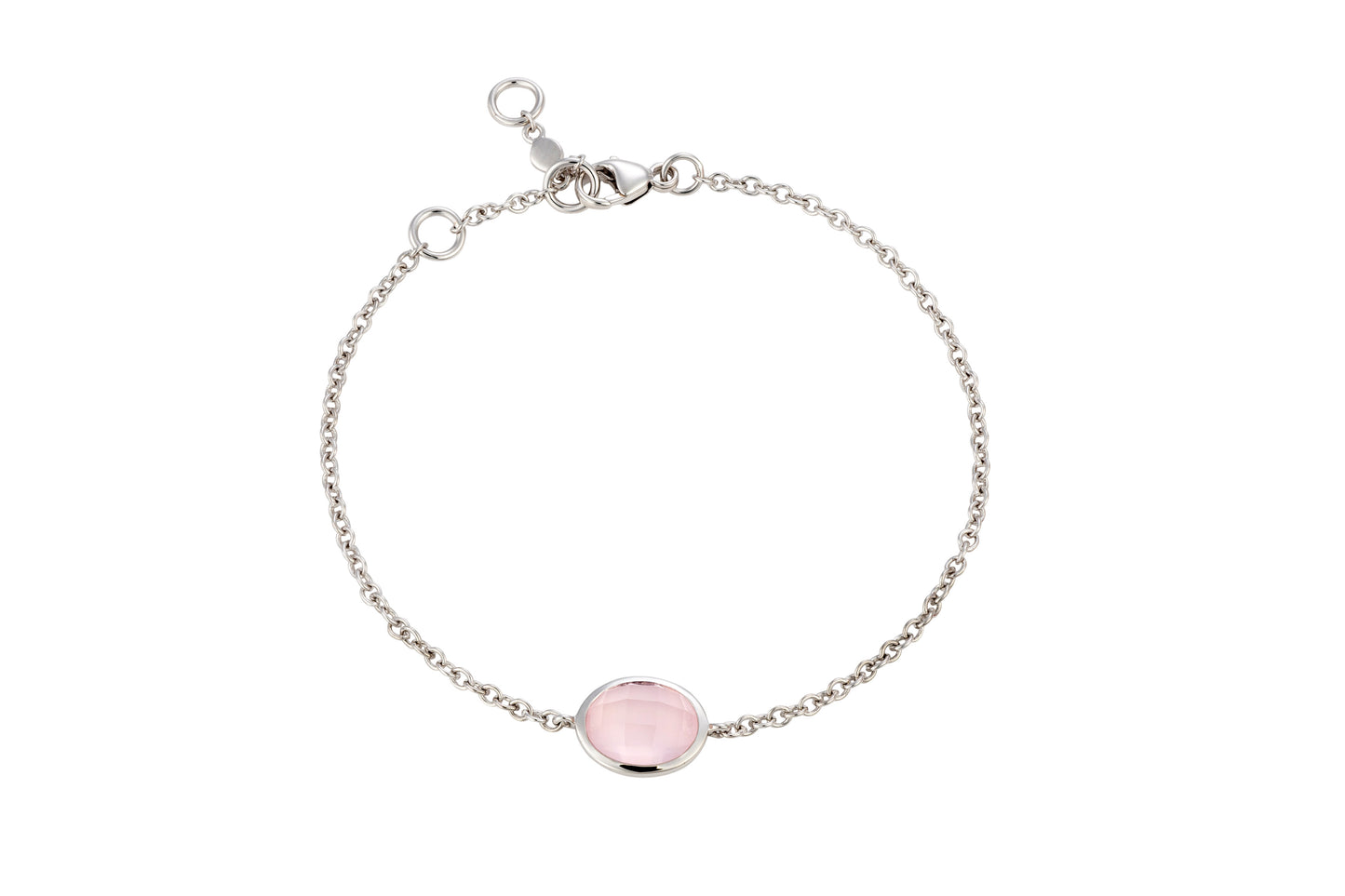 Bracelet en or blanc 18 carats avec quartz rose