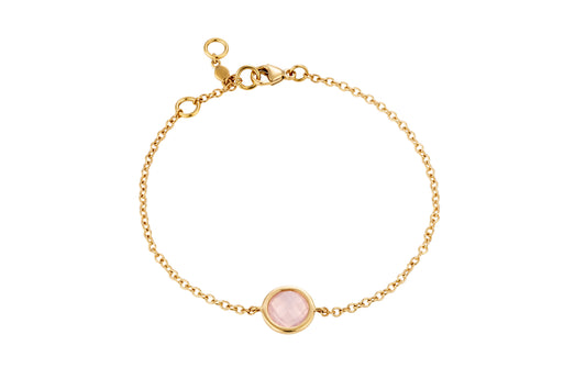 18 Carat yellow gold bracelet with rose quartz