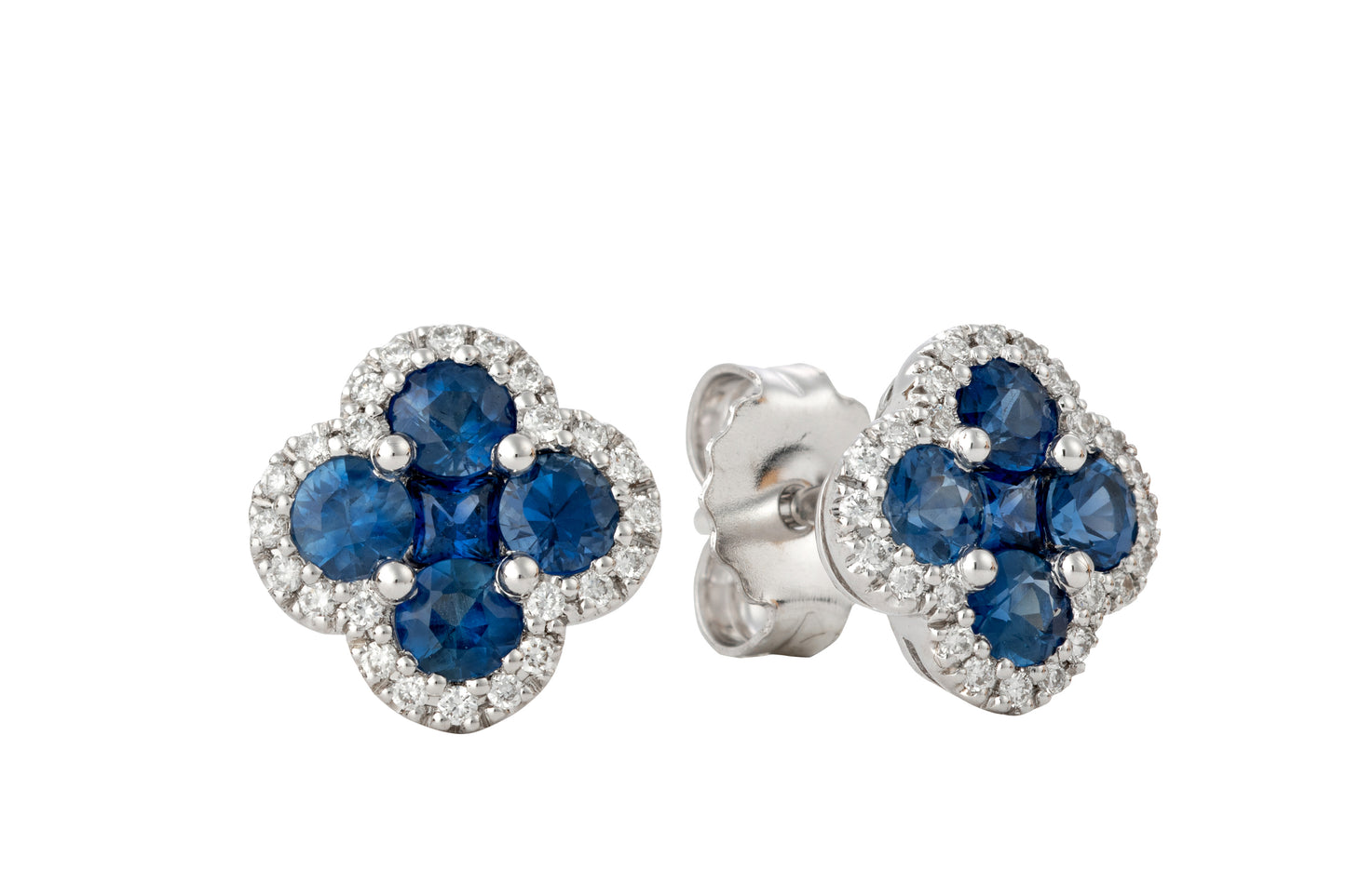 18 Carat white gold sapphire clover earring